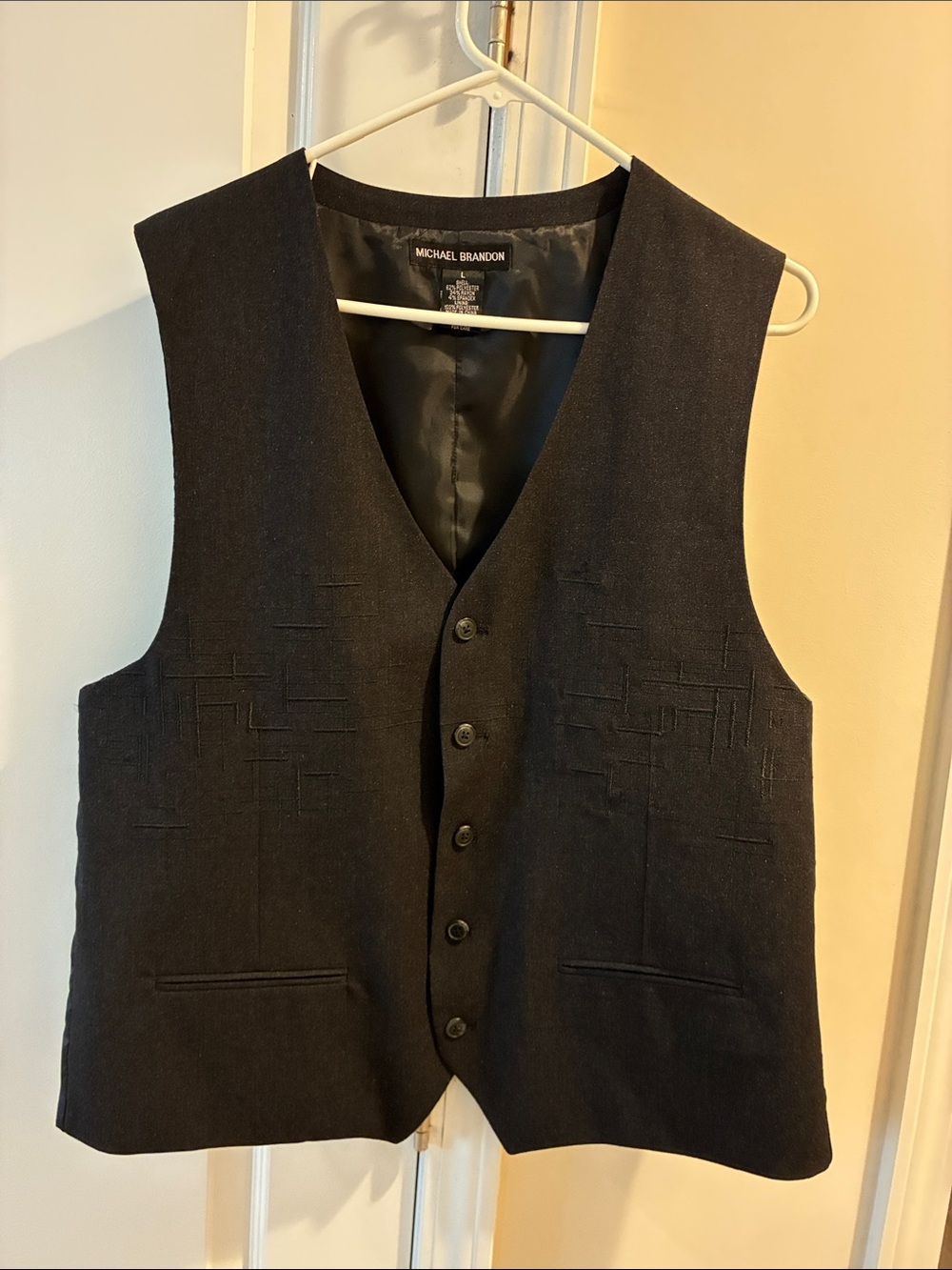 Michael Brandon Black Men's Dress Vest with Subtle Texture